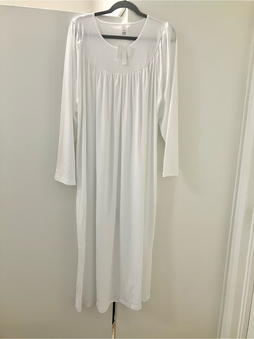 New W Tag NWT Calida White Cotton Nightgown Womens Sz XL Switzerland Design